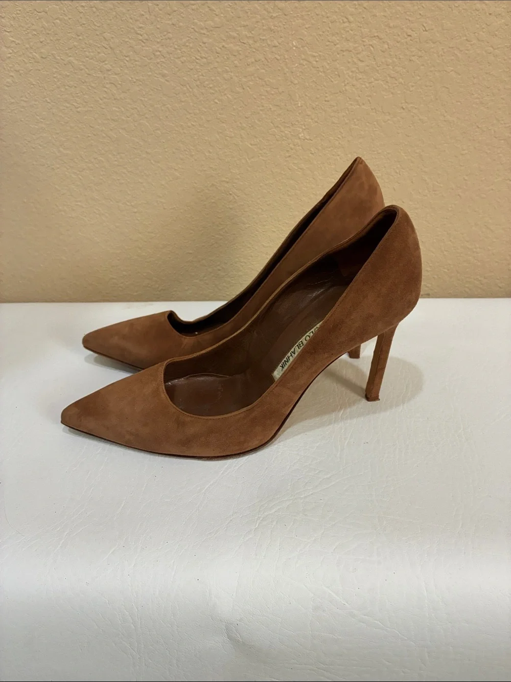 Manolo Blahnik Brown Suede Pointed-Toe Stiletto Pump